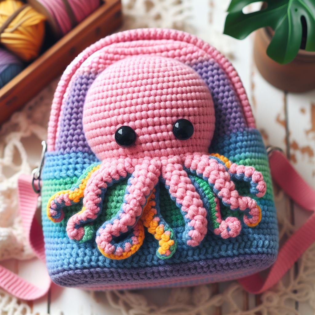 Colorful Crochet Octopus Backpack Fun and Functional Accessory