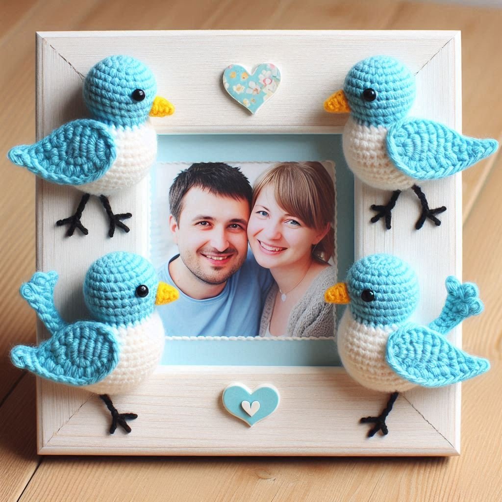 Crochet Bird Photo Frame