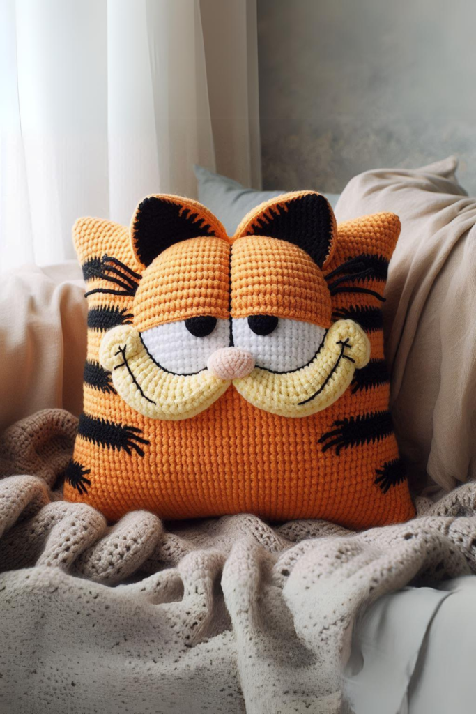 Crochet Garfield Pillow