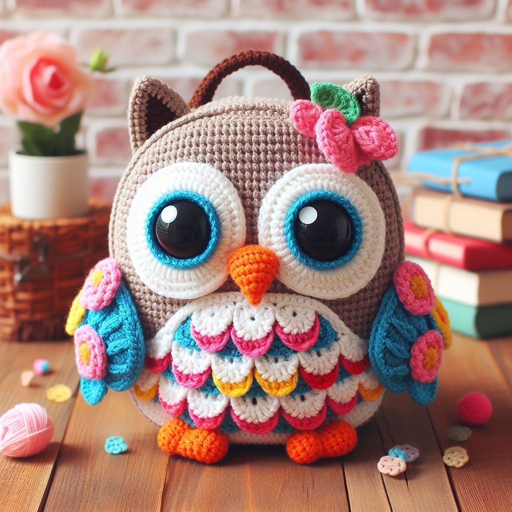 Crochet Pattern for Colorful Owl Backpack
