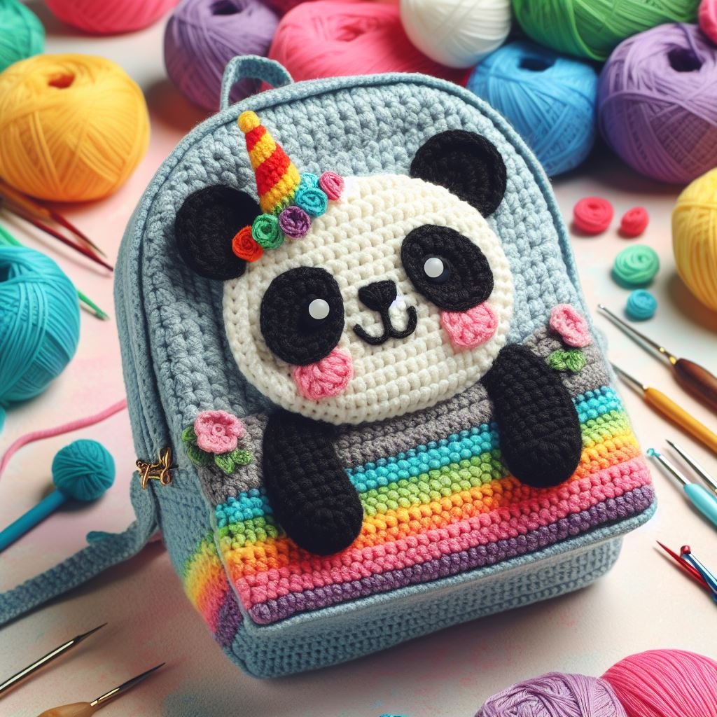 Unicorn Panda Crochet Backpack
