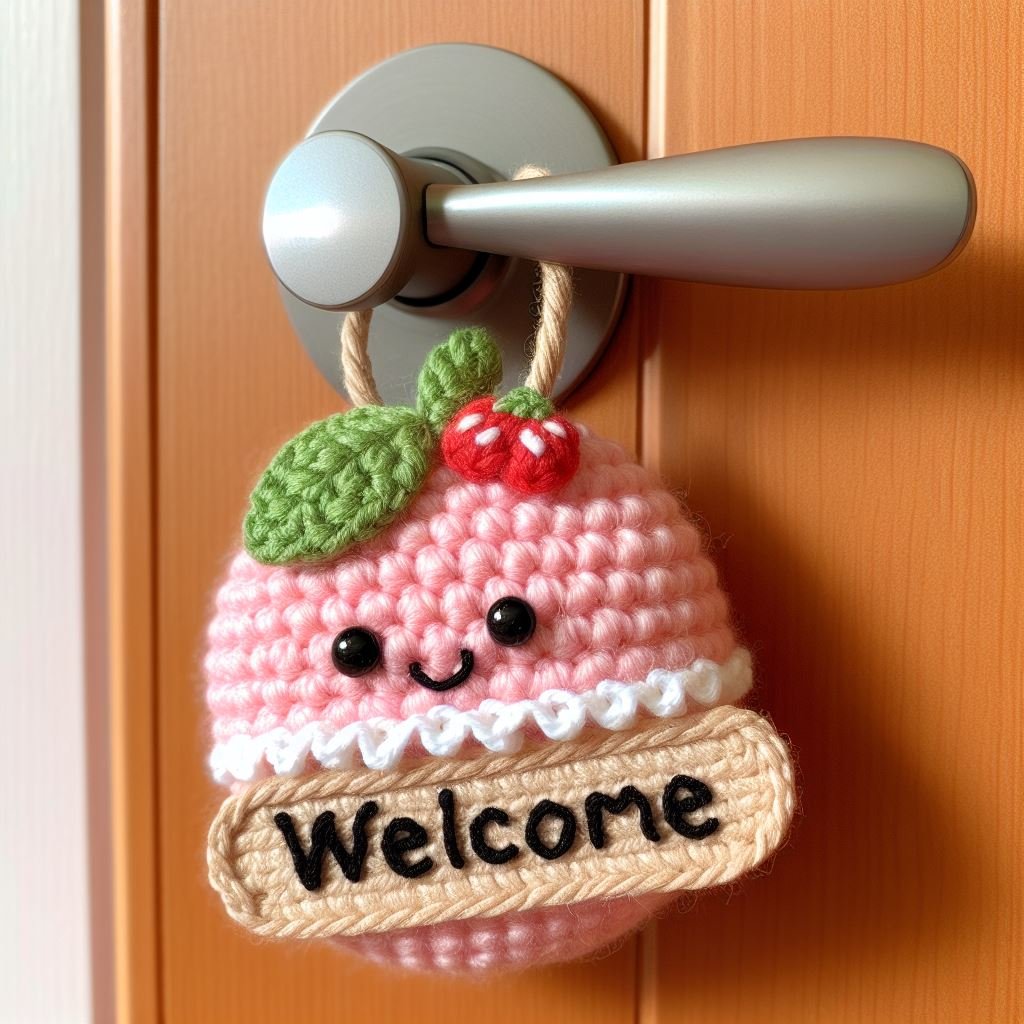 Crocheted Cupcake Welcome Sign
