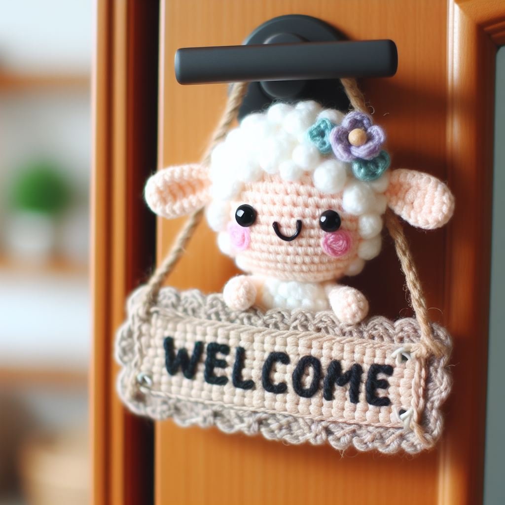 How to Make a Crocheted Lamb Welcome Sign