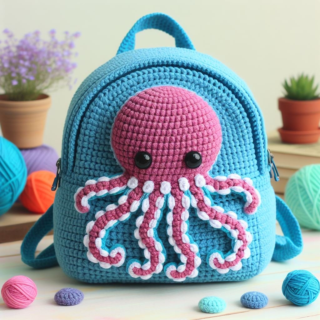 Whimsical Octopus Crochet Backpack for All Ages