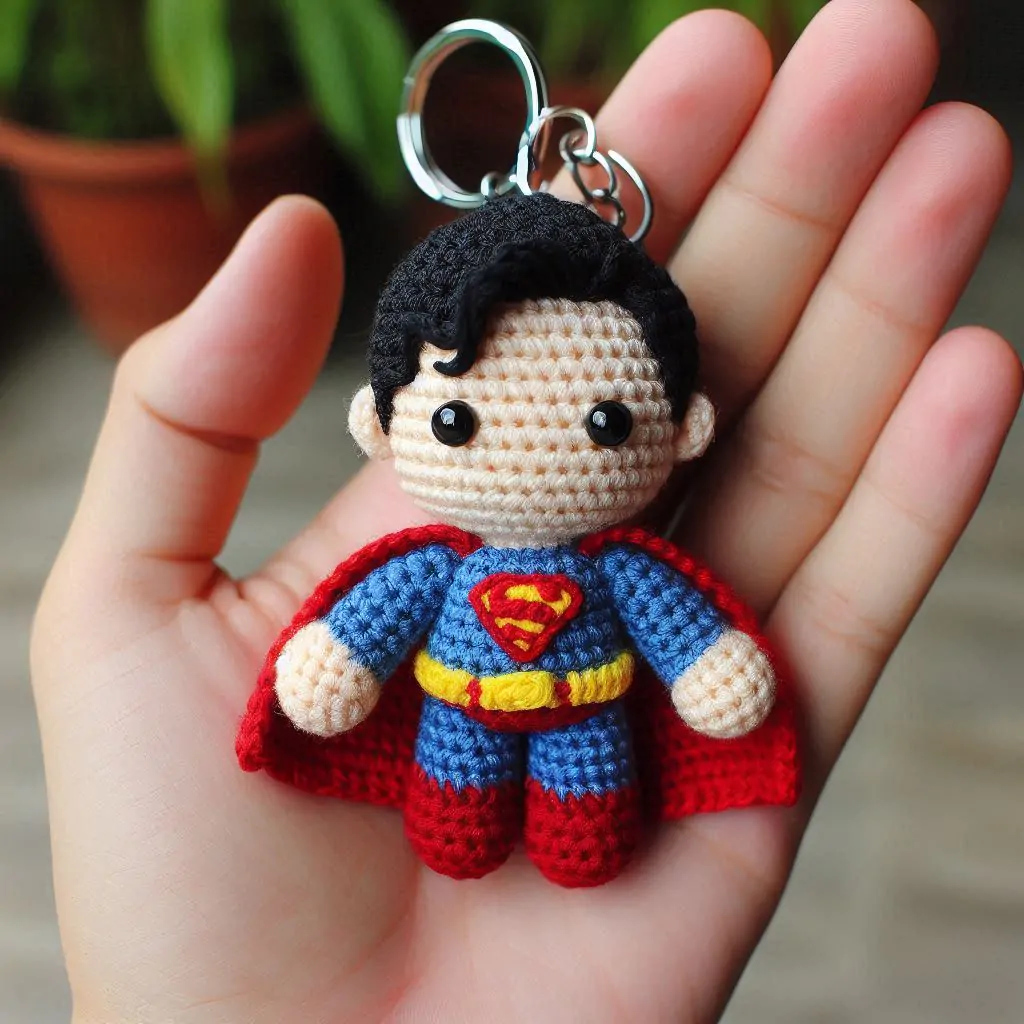 Step-by-Step Crochet Superman Keychain Pattern