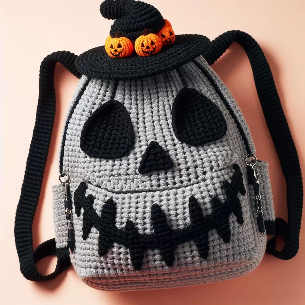 Spooky Crochet Jack Skellington Backpack Perfect Halloween Accessory
