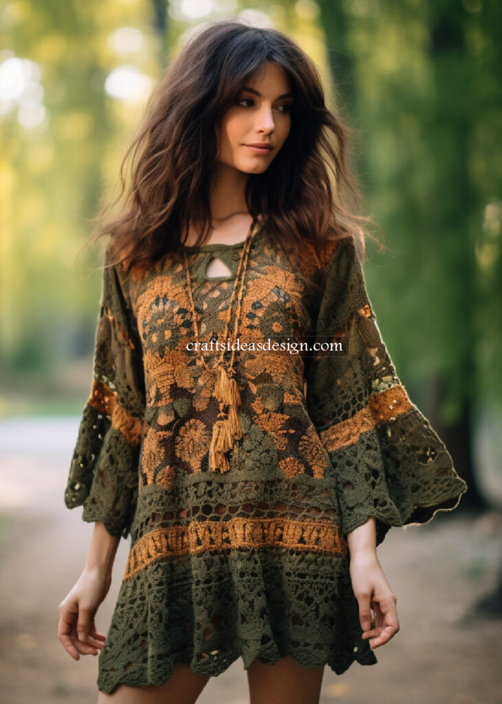 Noor - Crochet knit tunic dress