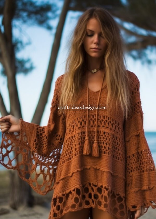 10 Crochet tunic dress with bell sleeves Ideas Crafts Ideas