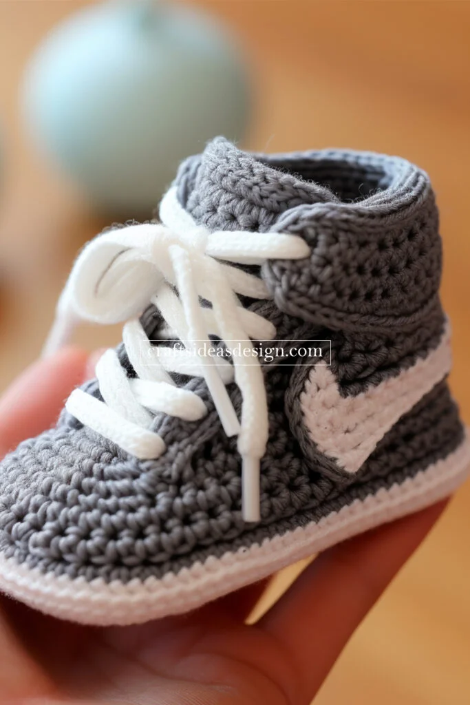 Crocheted Baby Booties by Famous Brands: Nike, Adidas, and Puma