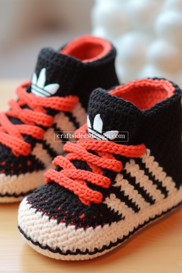 Crocheted Baby Booties by Famous Brands Nike, Adidas, and Puma