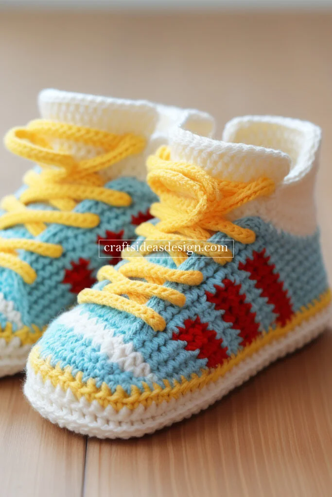 Crocheted Baby Booties by Famous Brands: Nike, Adidas, and Puma