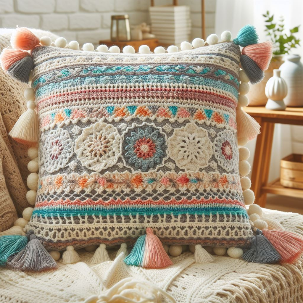 Boho Crochet Pillow