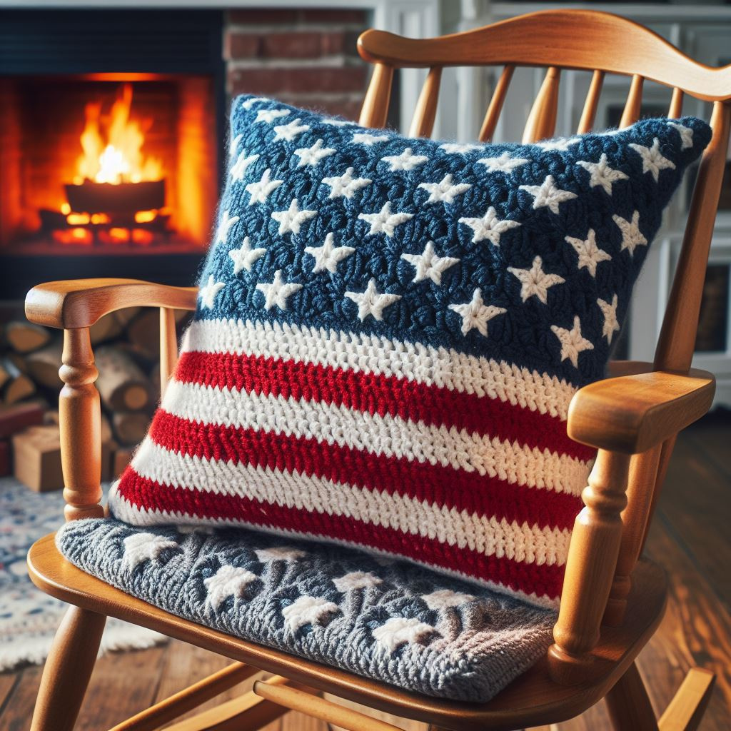 Patriotic Crochet Pillow A Cozy Addition To Your Home Decor