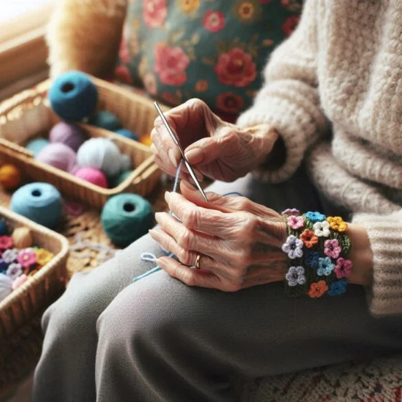 Crochet Flower Bracelet Pattern