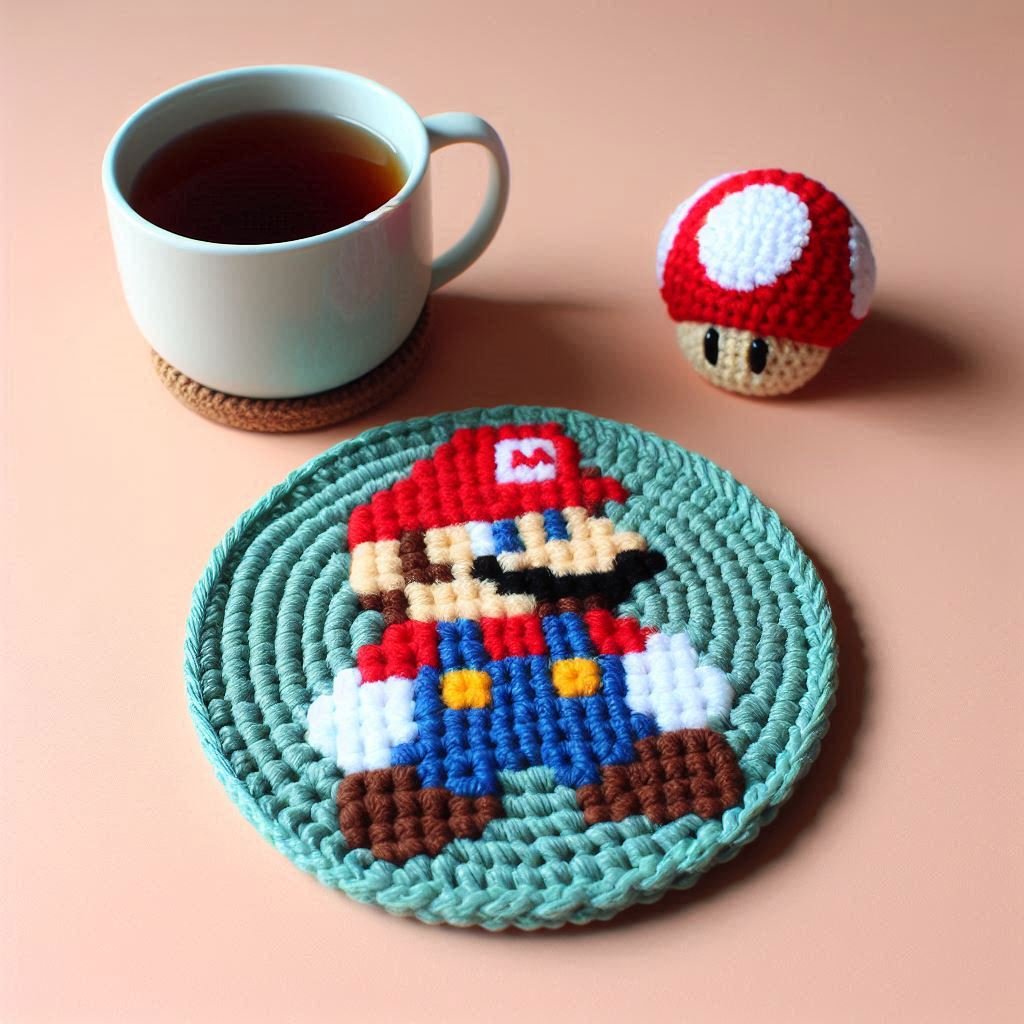 Crochet Mario Coaster Pattern - Crafts Ideas