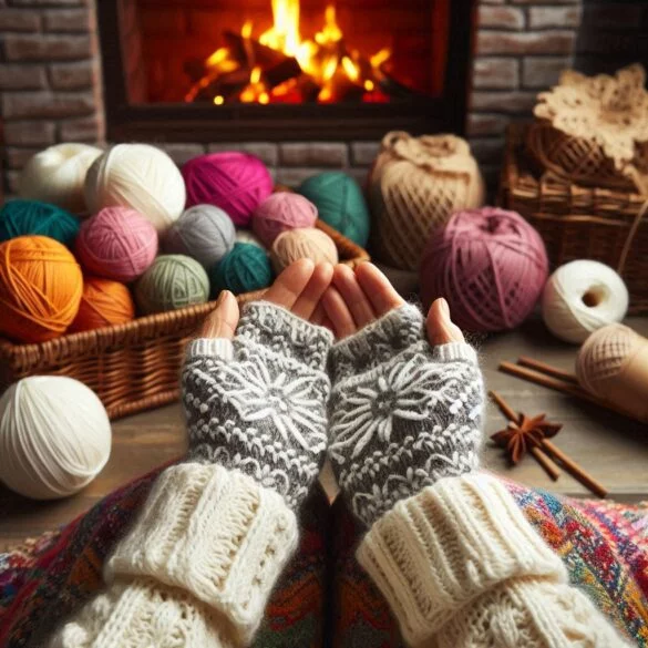 Intricate Snowflake Crocheted Fingerless Gloves
