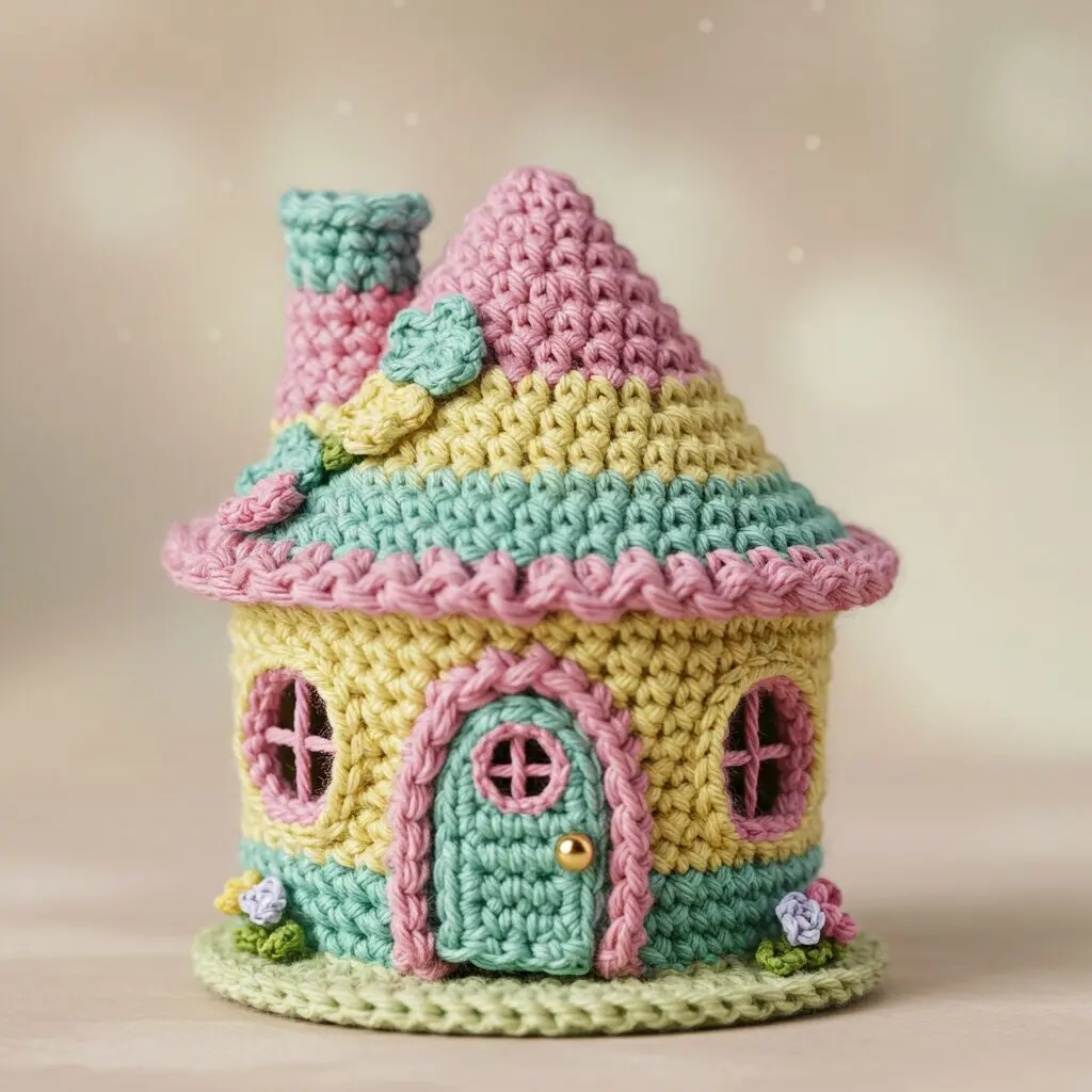 Colorful Crochet Mini House With Rounded Roof 4 2