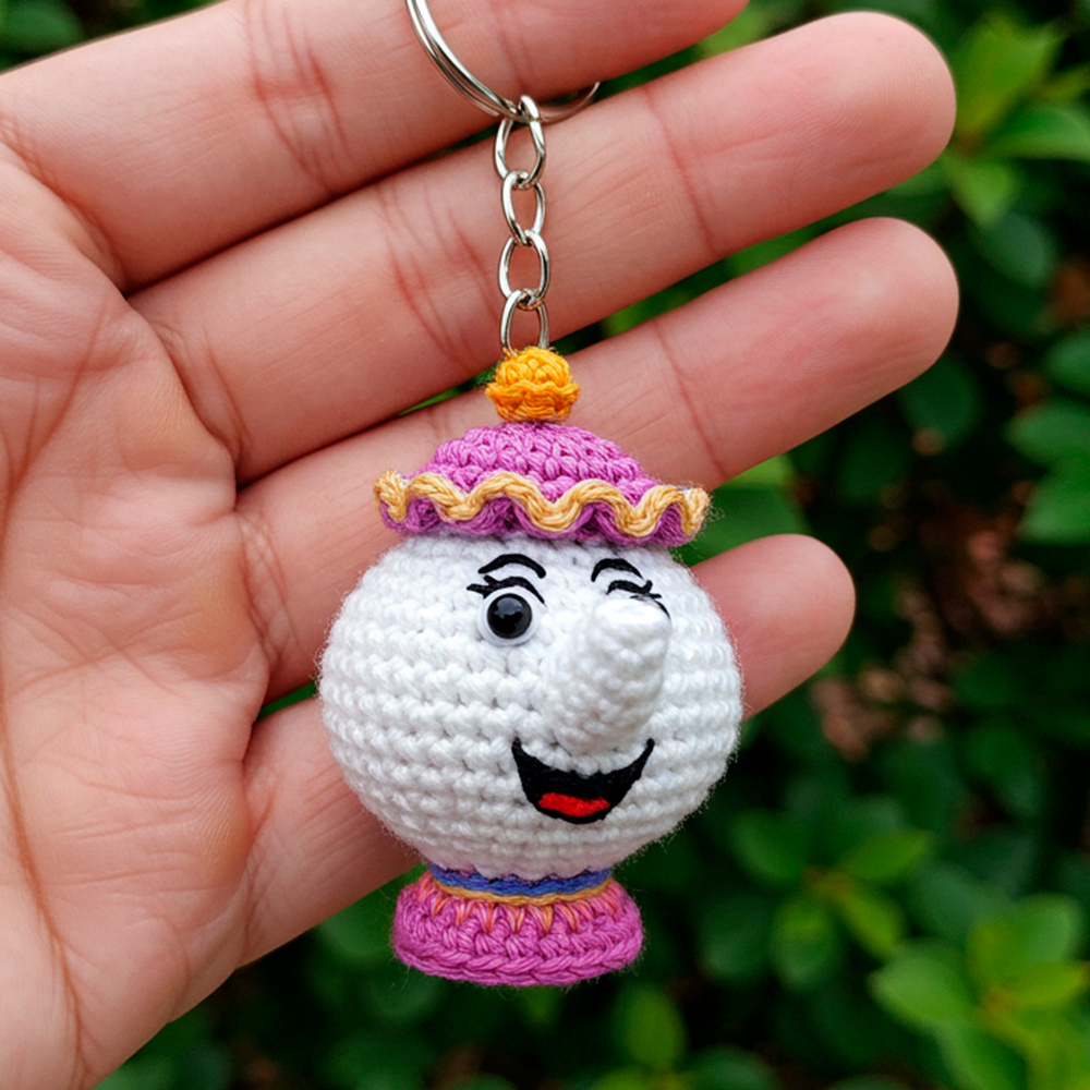 Crochet Mrs. Potts Keychain PDF + 50 Patterns Gift