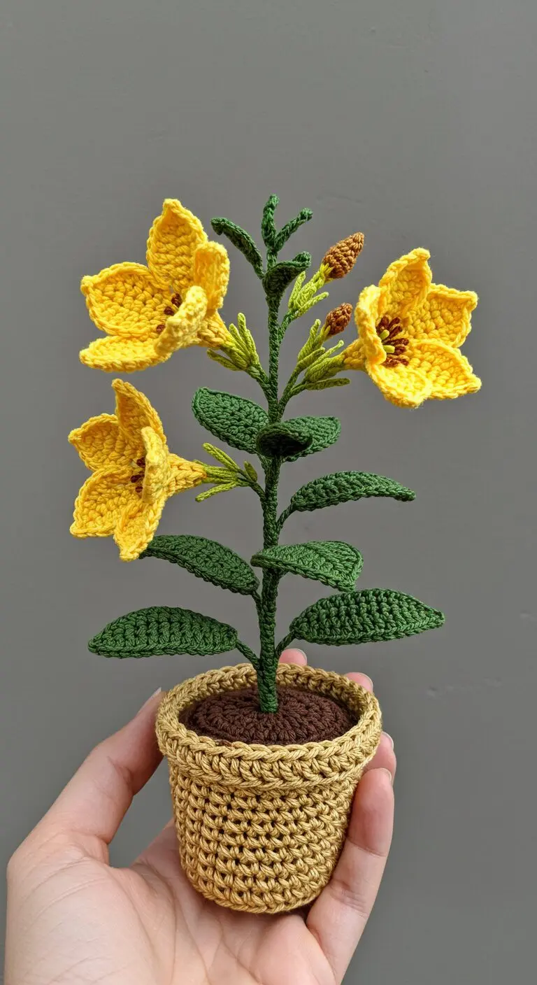 Tall Crochet Allamanda Flower