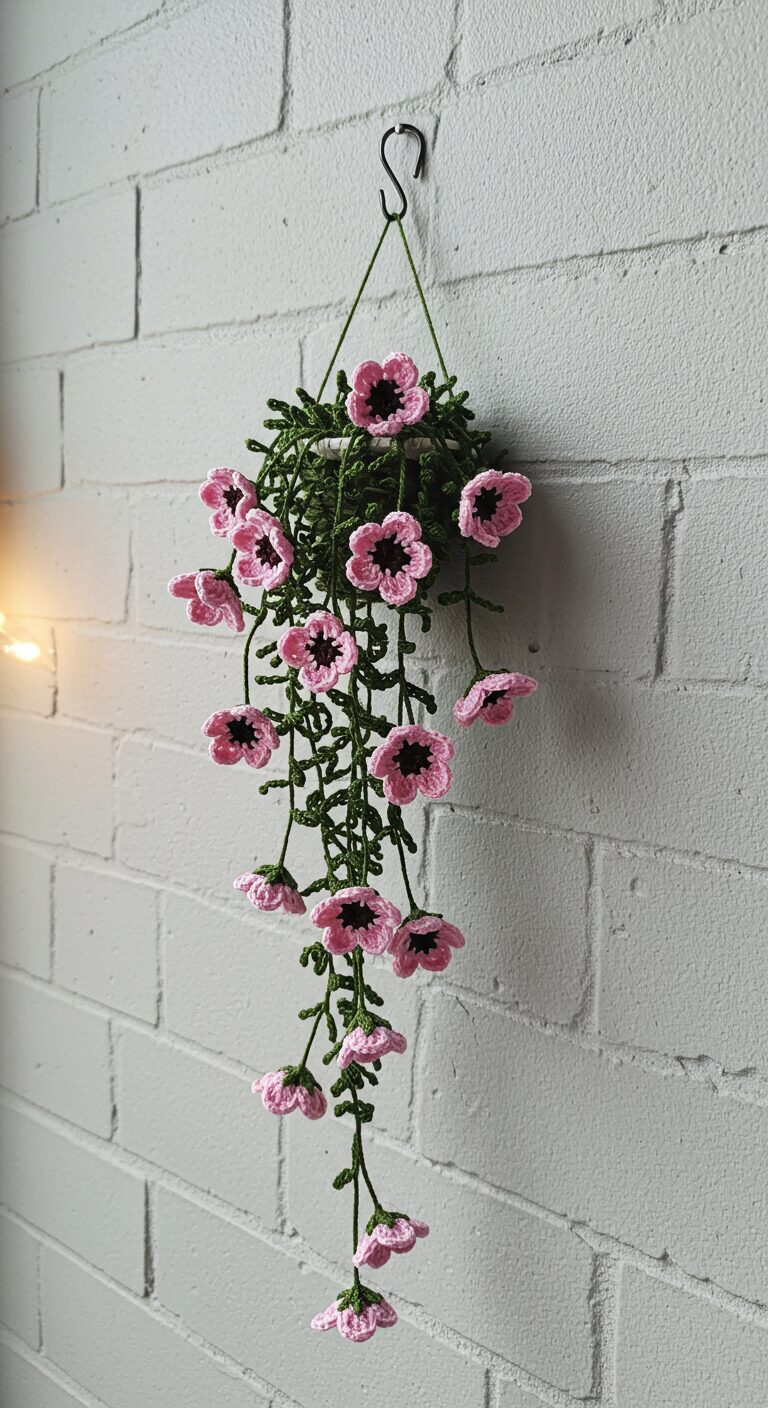 Crochet Hanging Pink Flowers