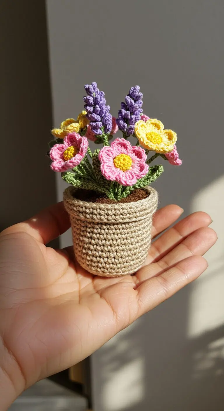 Mini Crochet Wildflowers in Handmade Pots – A Touch of Nature