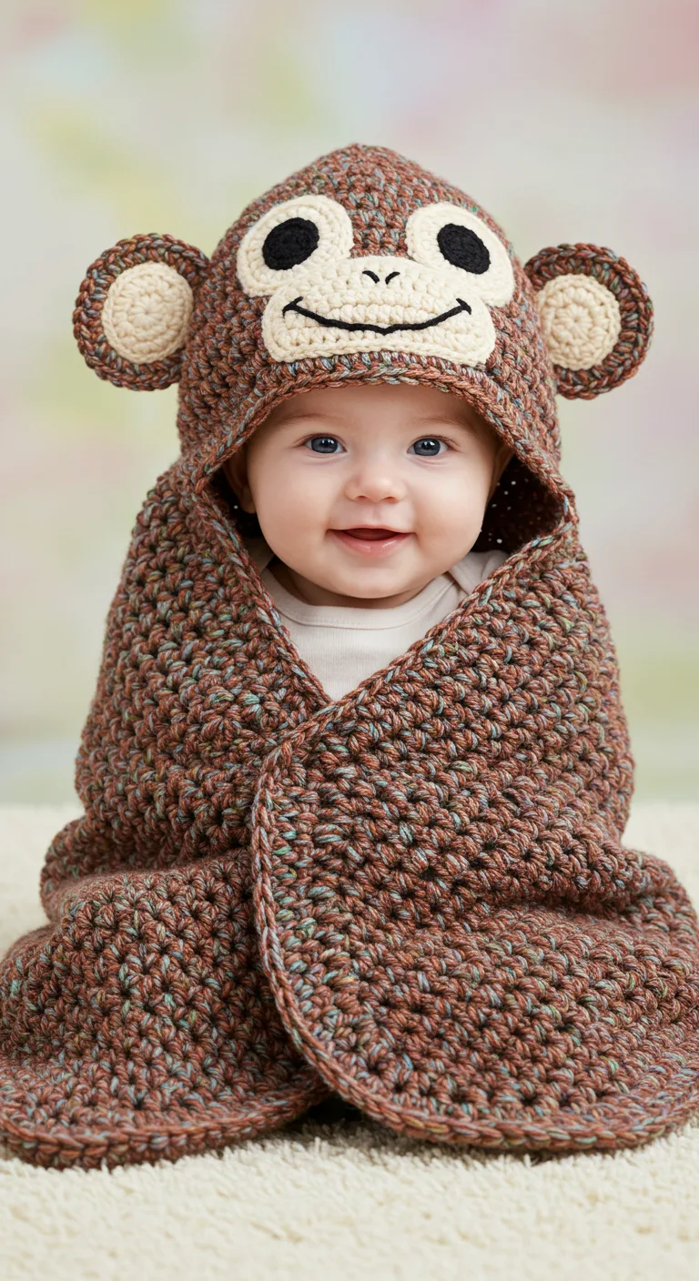 Brown Monkey Crochet Blanket