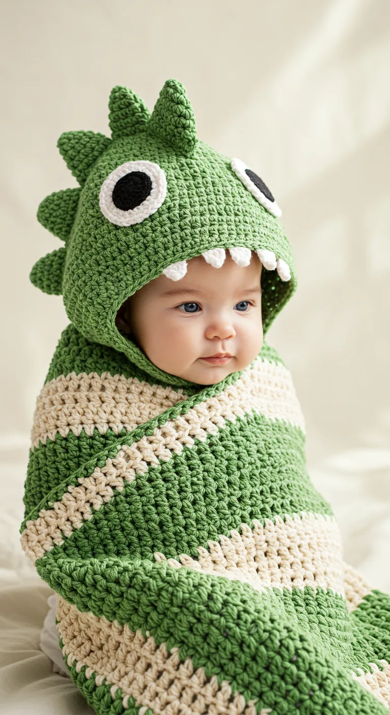 Green Dinosaur Crochet Blanket