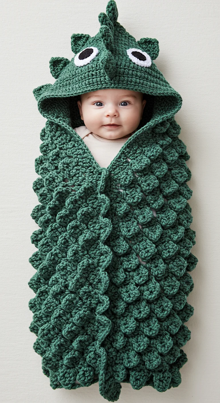 Green Dragon Crochet Blanket