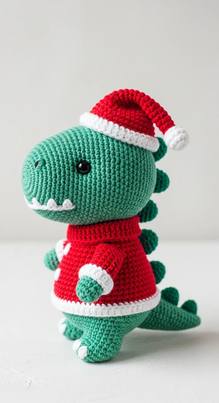 Charming Christmas Dinosaur Crochet Festive Amigurumi Fun