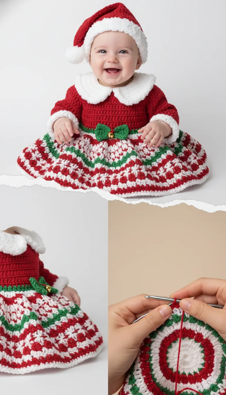 Crochet Santa Baby Dress Hat Pattern Adorable Christmas Outfit For Your Little One 2