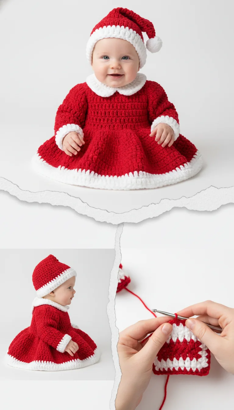 Adorable Crochet Baby Santa Outfit Pattern Dress Hat For Christmas 2