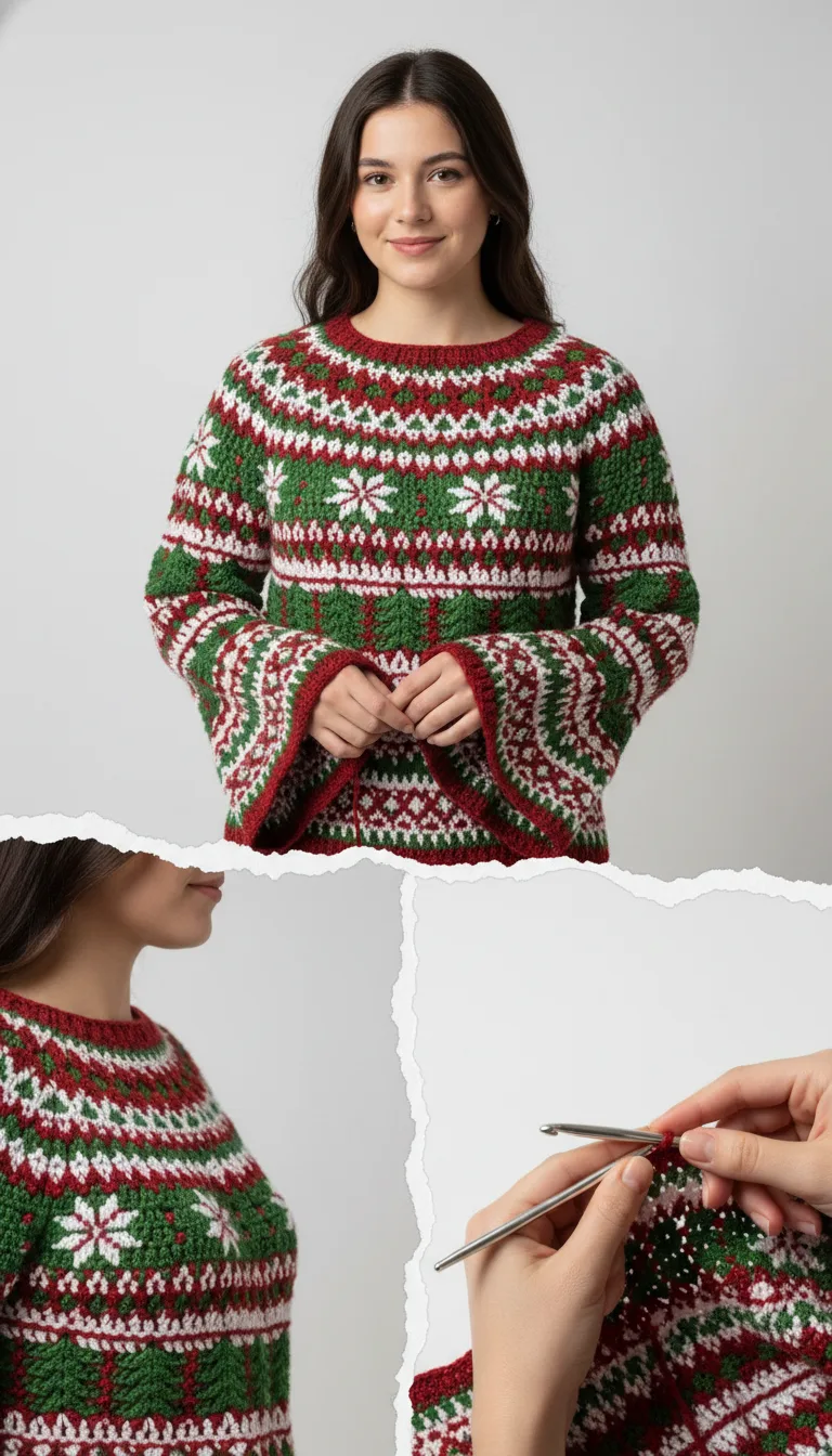 Crochet A Cozy Christmas The Festive Fair Isle Sweater Pattern 2