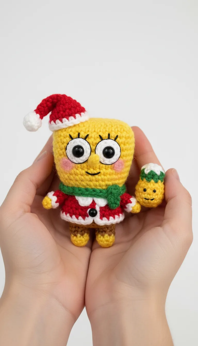 Crochet Your Own Festive Spongebob Santa Amigurumi With A Mini Pineapple 2