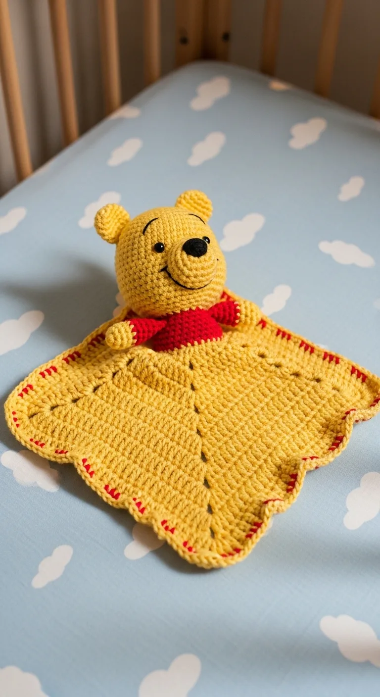 Crochet A Cuddly Pooh Bear Security Blanket Free Pattern For Babys New Best Friend