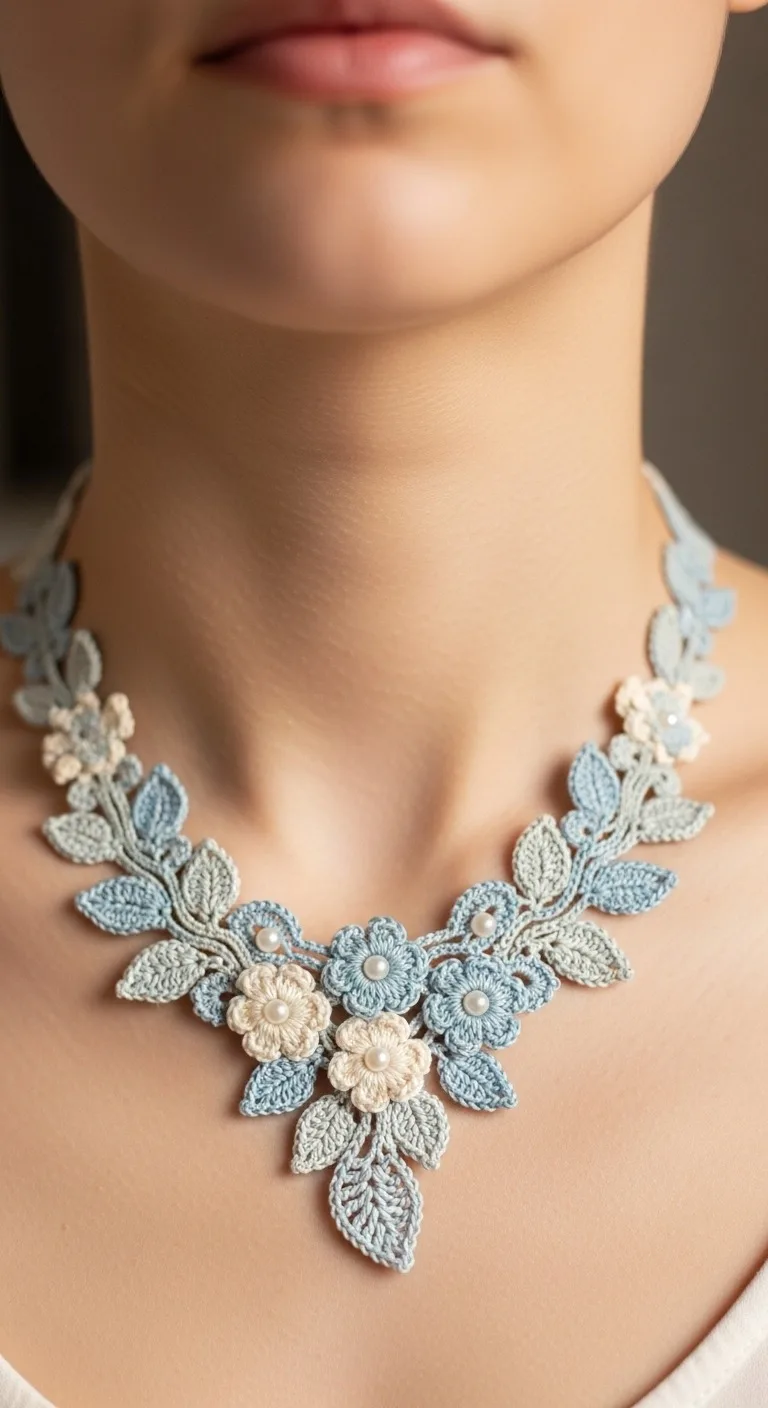 Elegant Crocheted Floral Pearl Necklace Pattern