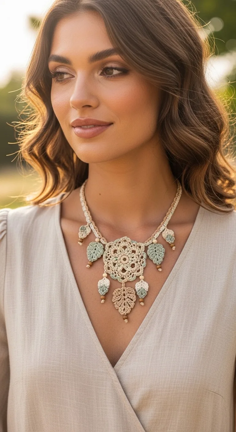 Natures Whisper A Serene Crochet Botanical Necklace Pattern