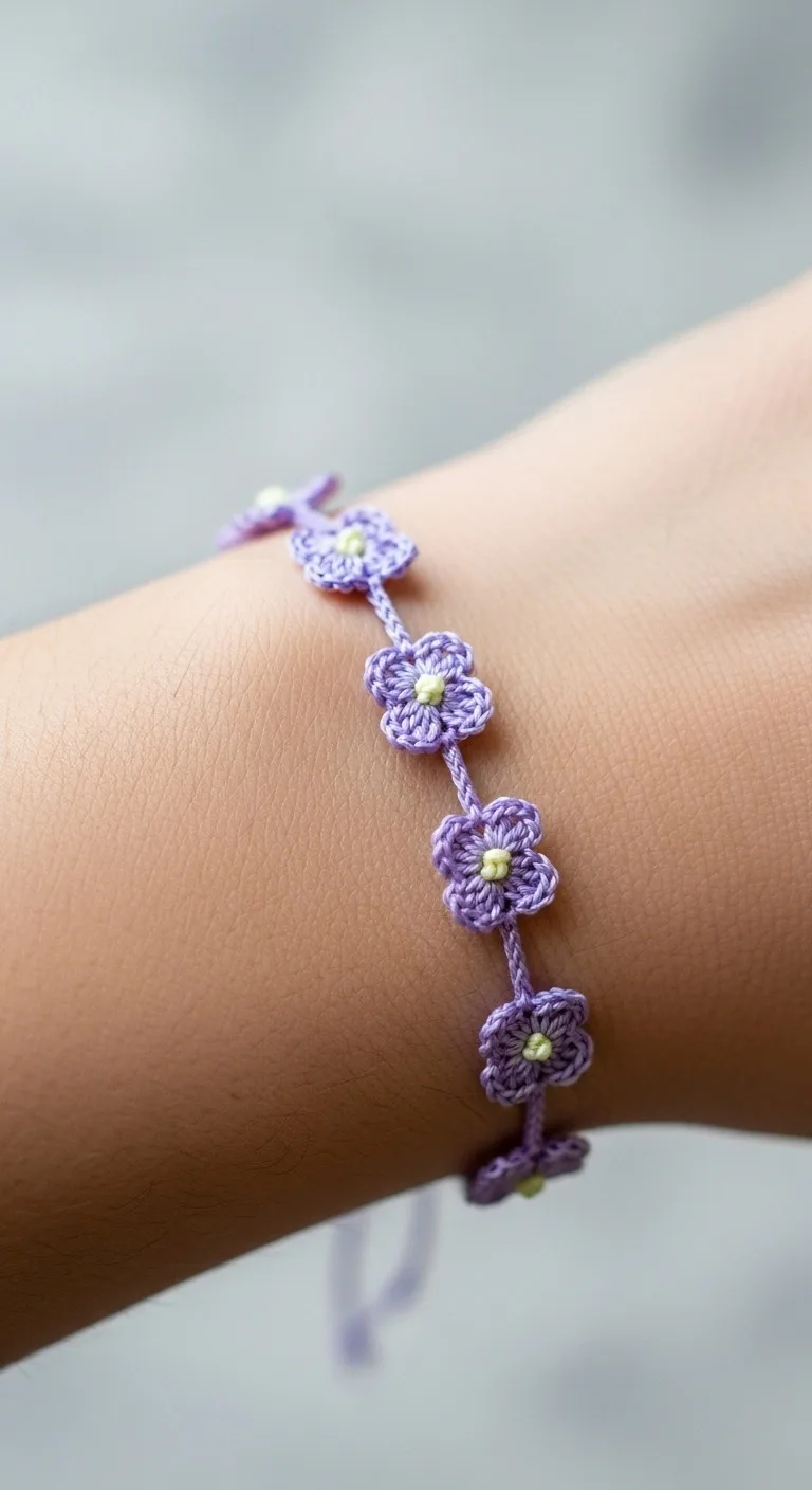 Delicate Forget Me Not Crochet Flower Bracelet Pattern