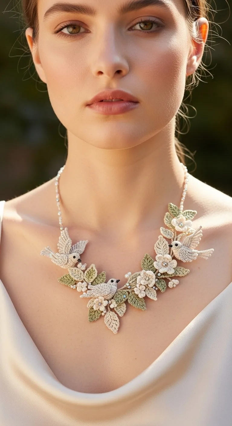 Enchanted Garden Crochet Bird Necklace A Nature Inspired Wearable Art Pattern