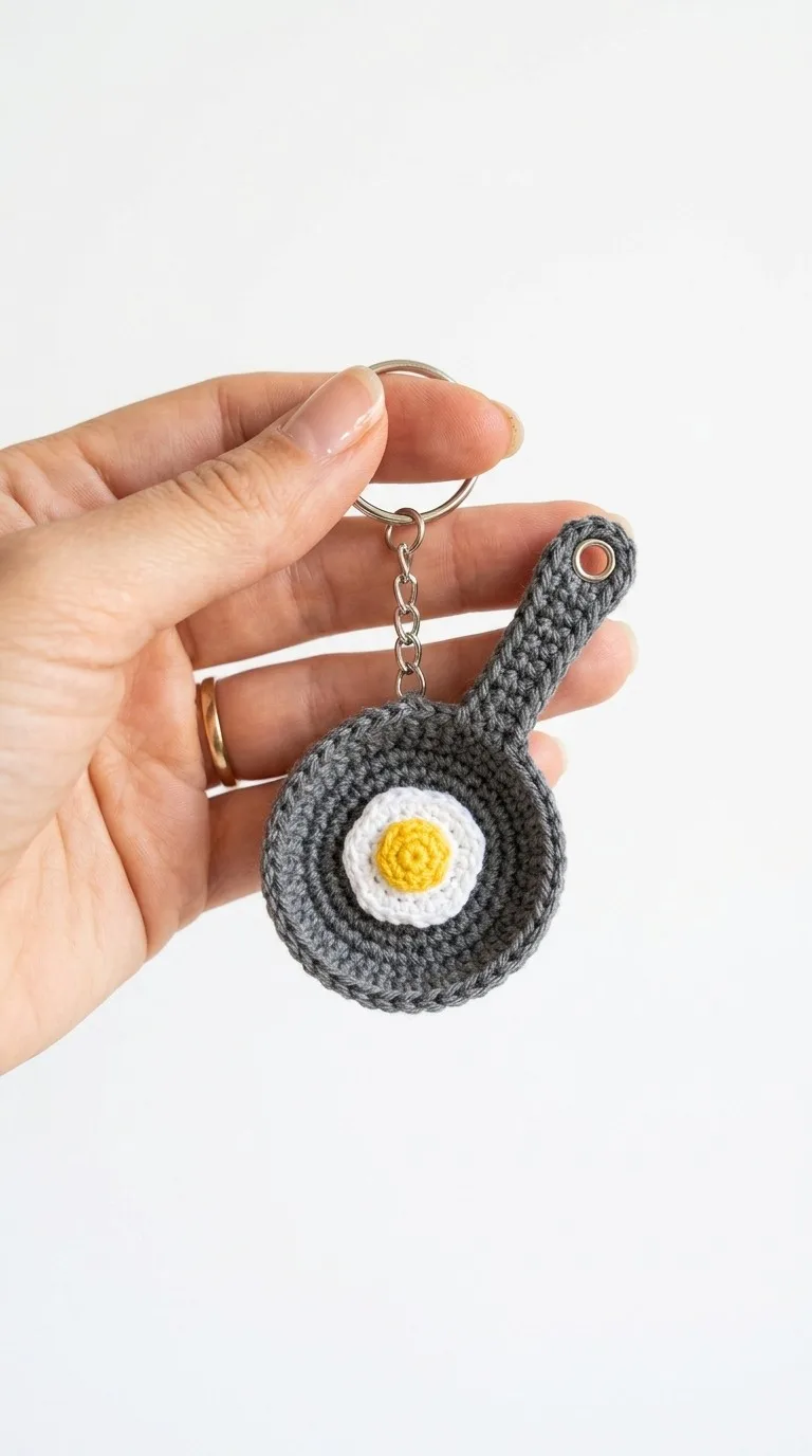 Sizzle Up Your Style Free Crochet Frying Pan Keychain Pattern