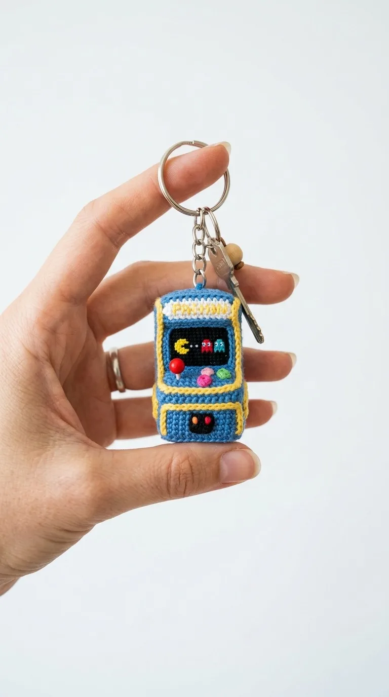 Mini Crochet Arcade Machine Keychain Pattern Retro Gamer Diy