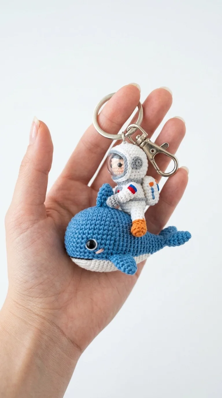 Out Of This World Crochet Astronaut Riding A Whale Keychain Pattern