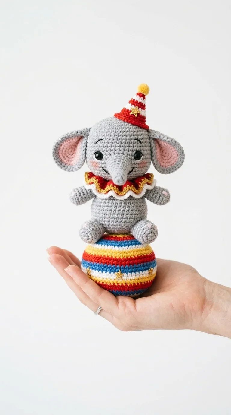 Adorable Crochet Circus Elephant Amigurumi Pattern