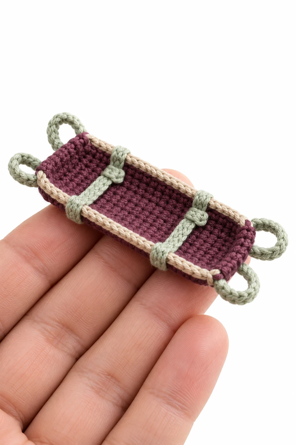 Mulberry miniature crochet rescue stretcher with four handles