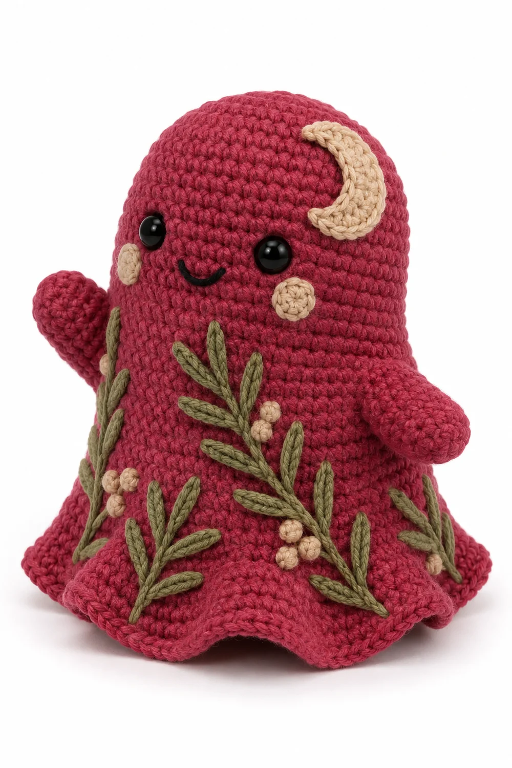 Raspberry pink friendly crochet ghost doll decoration
